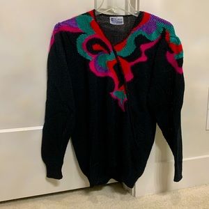 Ladies black sweater, tight at waist with angora.  Made in Germany.